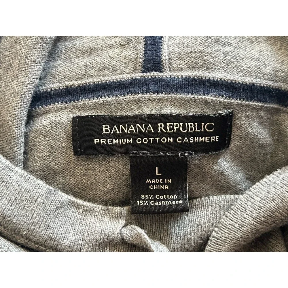 Banana Republic Men's L Gray Pullover Hoodie Cotton Cashmere